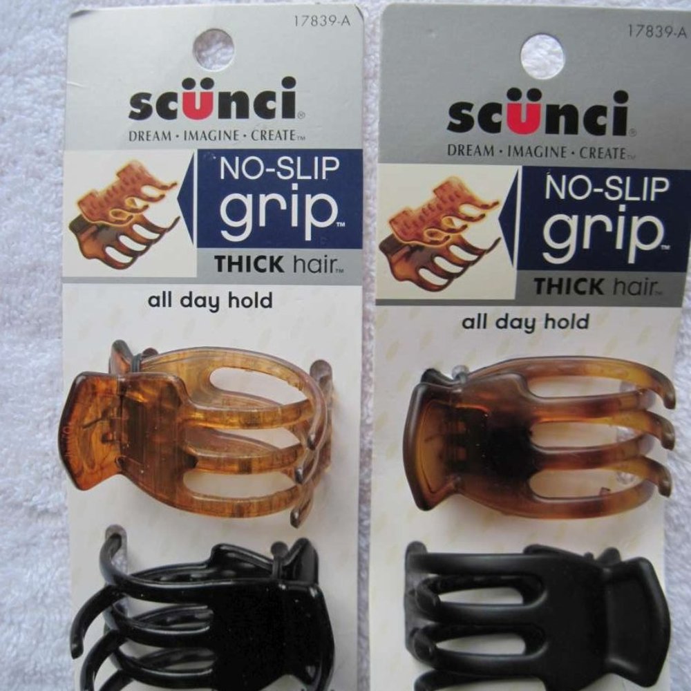 2 Scunci No Slip Grip Slideproof Stay Put Secure Hold Thick Hair Jaw Claw Clips